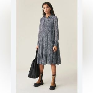 Ganni layered ditsy print midi dress